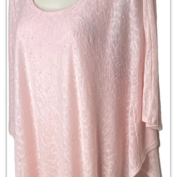 Ivy Ridge Women’s Dolman Sweater Top XL Pink Small White Pearls Semi-Sheer - Picture 6 of 11